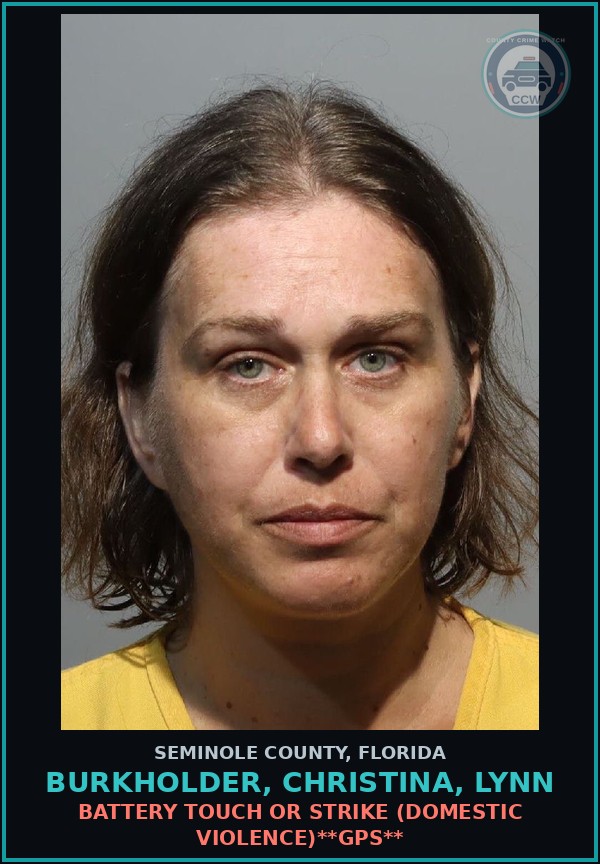 Booking mugshot of BURKHOLDER, CHRISTINA, LYNN in Seminole County