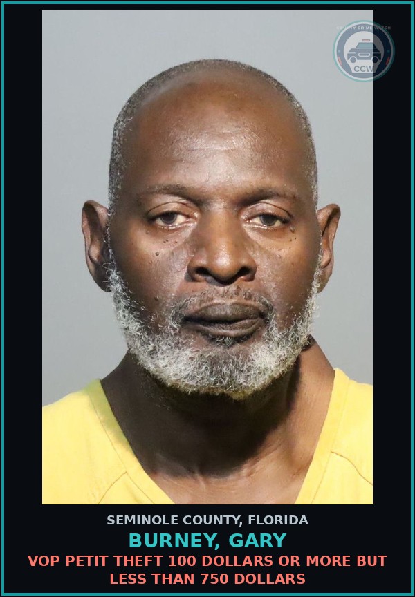 Booking mugshot of BURNEY, GARY in Seminole County