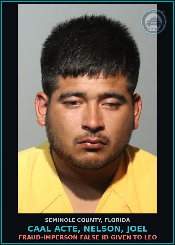Booking mugshot of CAAL ACTE, NELSON, JOEL in Seminole County