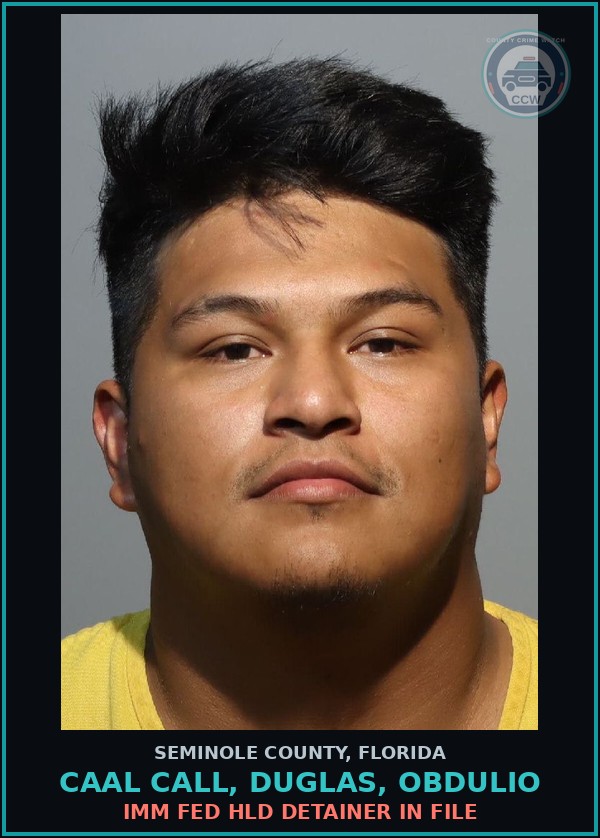 Booking mugshot of CAAL CALL, DUGLAS, OBDULIO in Seminole County