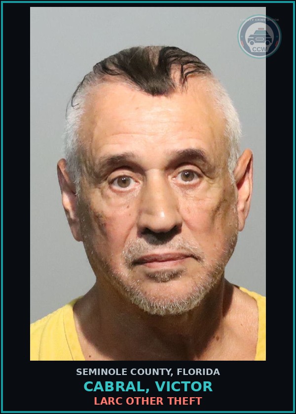 Booking mugshot of CABRAL, VICTOR in Seminole County
