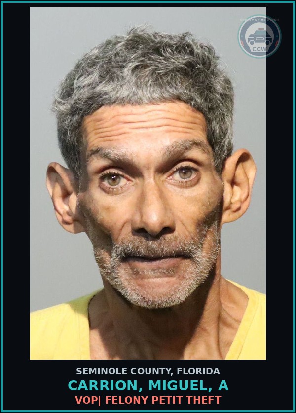 Booking mugshot of CARRION, MIGUEL, A in Seminole County