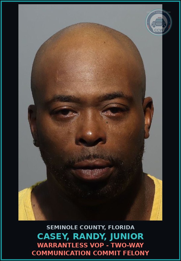 Booking mugshot of CASEY, RANDY, JUNIOR in Seminole County