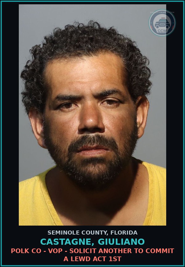 Booking mugshot of CASTAGNE, GIULIANO in Seminole County