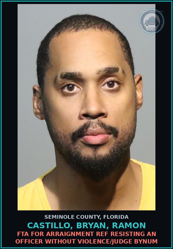 Booking mugshot of CASTILLO, BRYAN, RAMON in Seminole County
