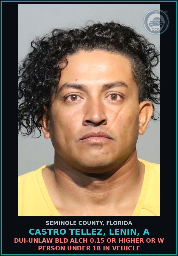 Booking mugshot of CASTRO TELLEZ, LENIN, A in Seminole County