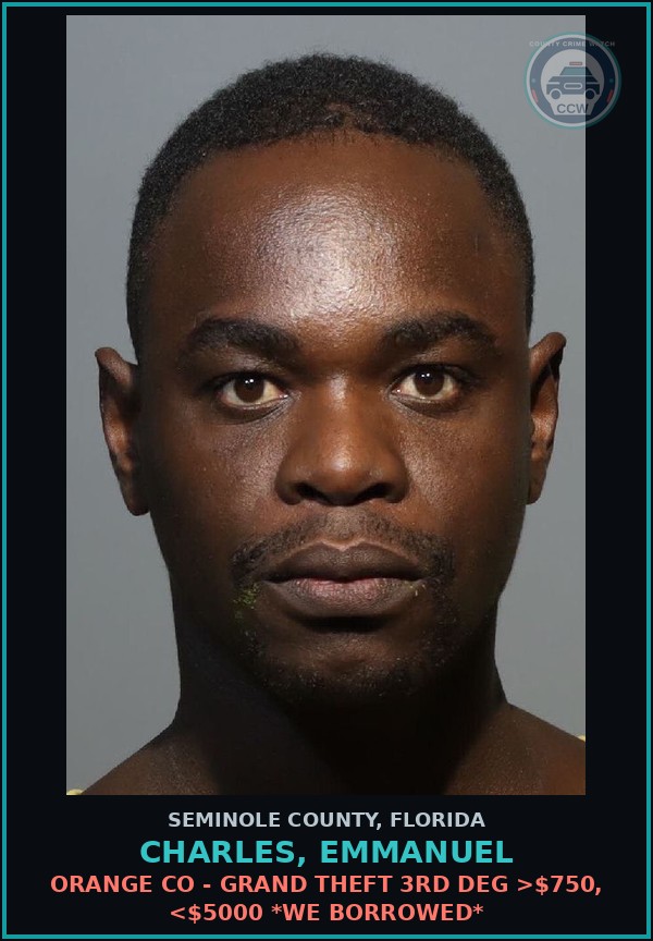 Booking mugshot of CHARLES, EMMANUEL in Seminole County