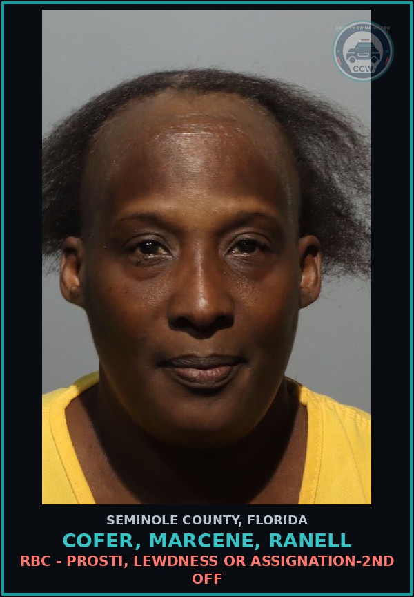 Booking mugshot of COFER, MARCENE, RANELL in Seminole County