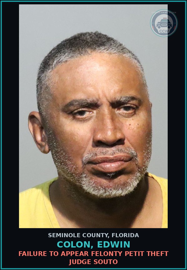 Booking mugshot of COLON, EDWIN in Seminole County