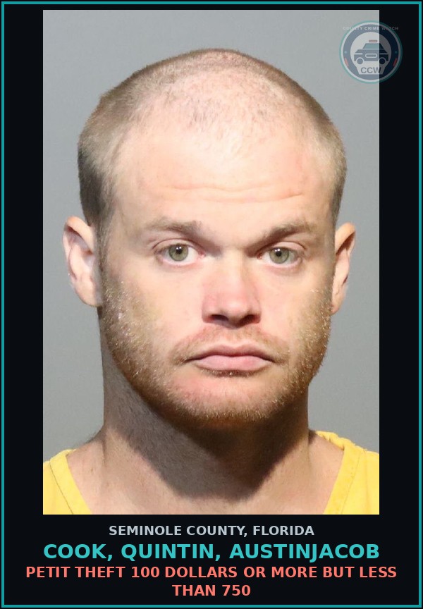 Booking mugshot of COOK, QUINTIN, AUSTINJACOB in Seminole County