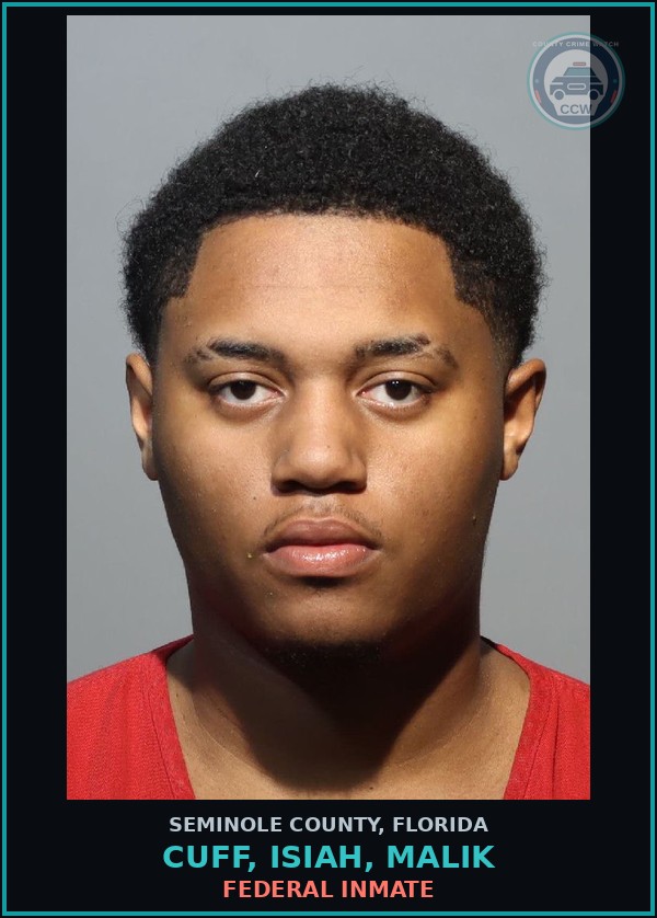 Booking mugshot of CUFF, ISIAH, MALIK in Seminole County