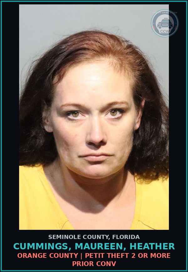 Booking mugshot of CUMMINGS, MAUREEN, HEATHER in Seminole County