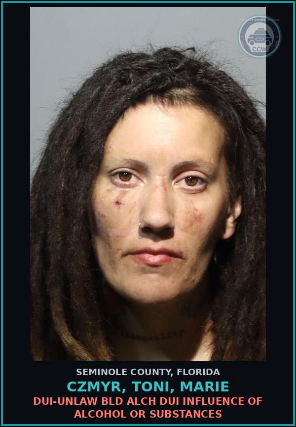 Booking mugshot of CZMYR, TONI, MARIE in Seminole County