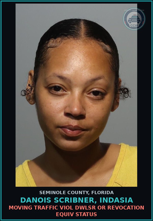 Booking mugshot of DANOIS SCRIBNER, INDASIA in Seminole County