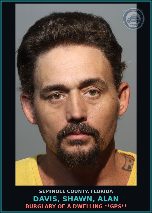 Booking mugshot of DAVIS, SHAWN, ALAN in Seminole County