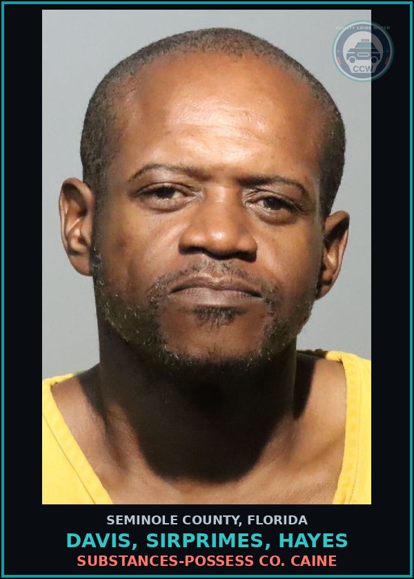 Booking mugshot of DAVIS, SIRPRIMES, HAYES in Seminole County