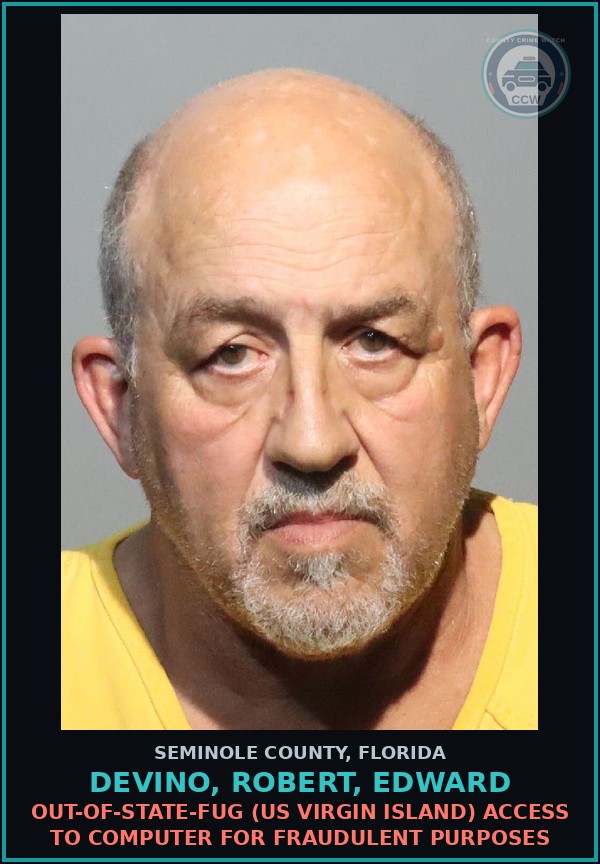 Booking mugshot of DEVINO, ROBERT, EDWARD in Seminole County