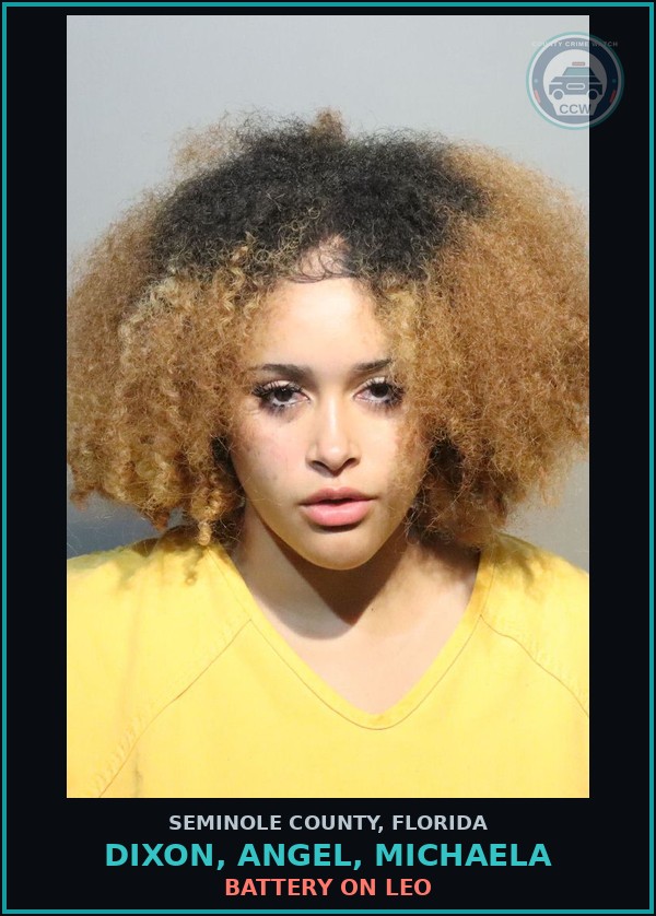 Booking mugshot of DIXON, ANGEL, MICHAELA in Seminole County