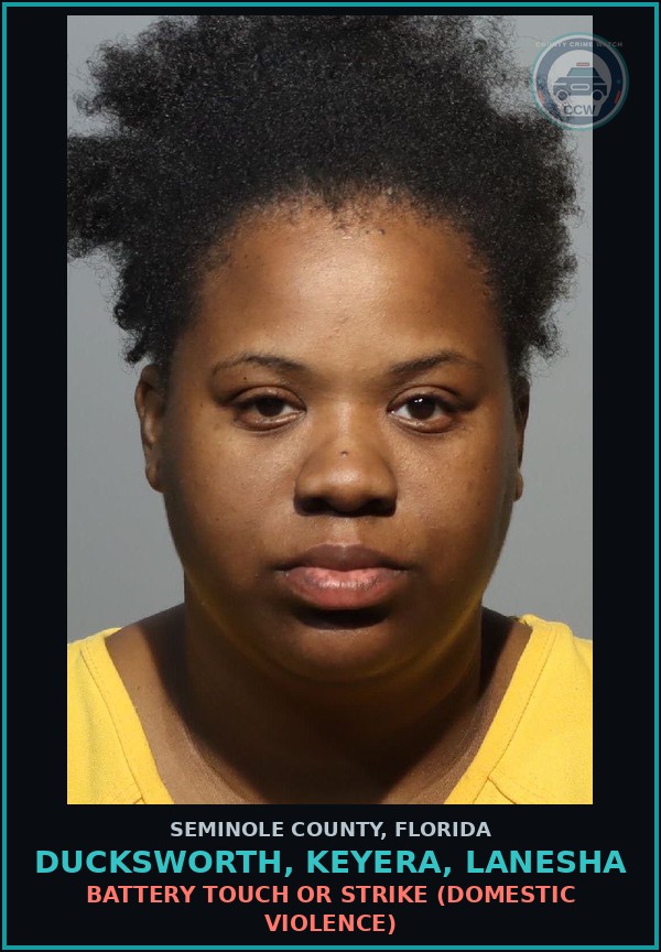 Booking mugshot of DUCKSWORTH, KEYERA, LANESHA in Seminole County