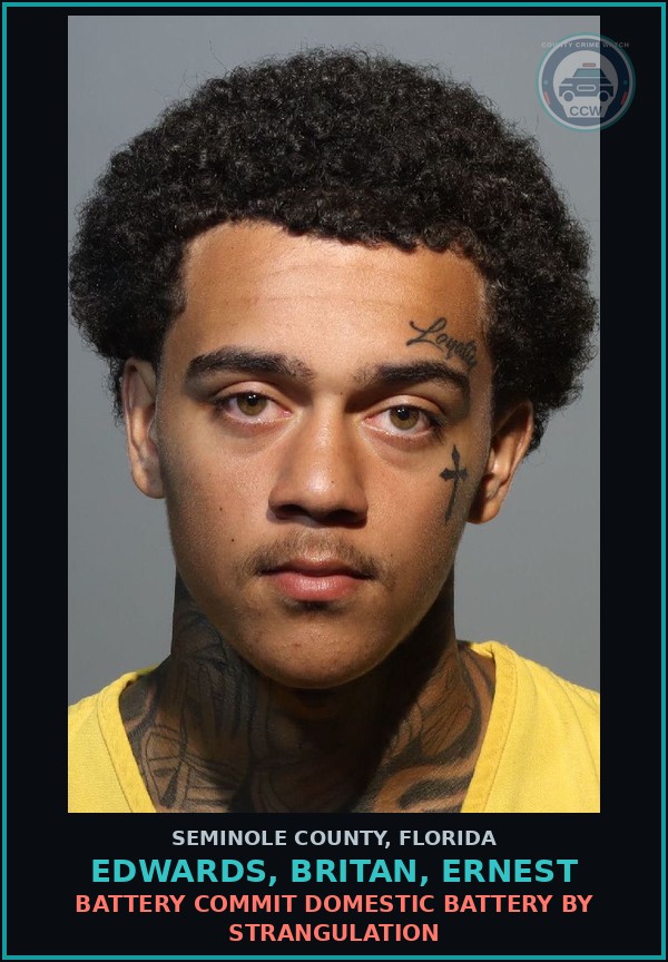 Booking mugshot of EDWARDS, BRITAN, ERNEST in Seminole County