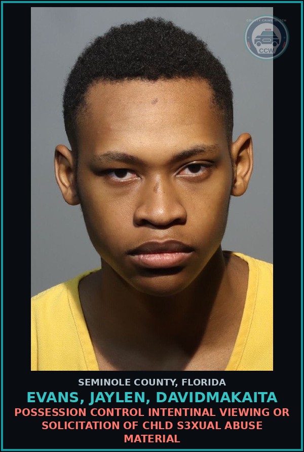 Booking mugshot of EVANS, JAYLEN, DAVIDMAKAITA in Seminole County