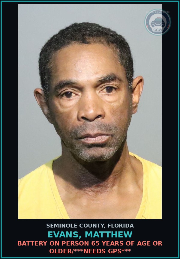 Booking mugshot of EVANS, MATTHEW in Seminole County