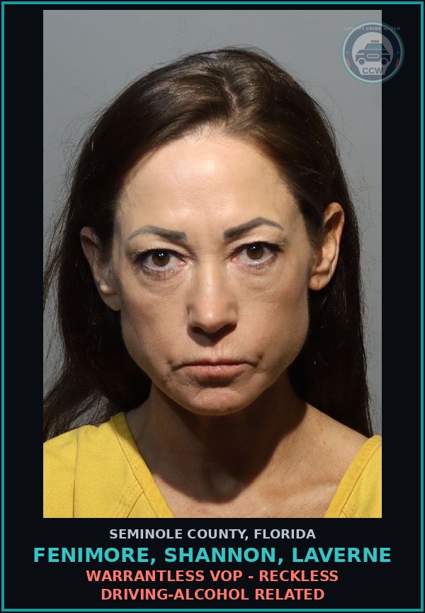 Booking mugshot of FENIMORE, SHANNON, LAVERNE in Seminole County