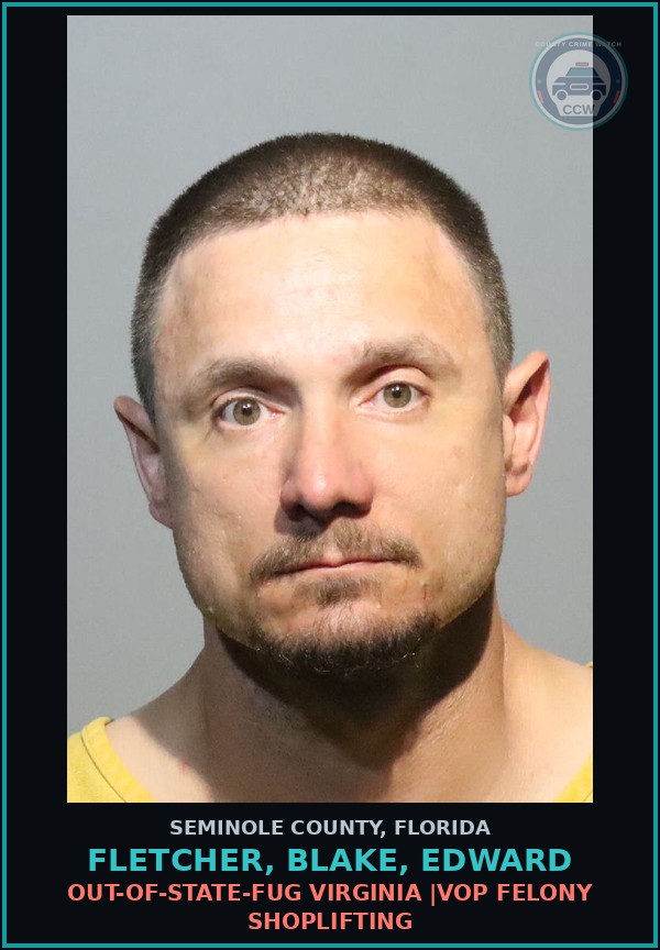 Booking mugshot of FLETCHER, BLAKE, EDWARD in Seminole County
