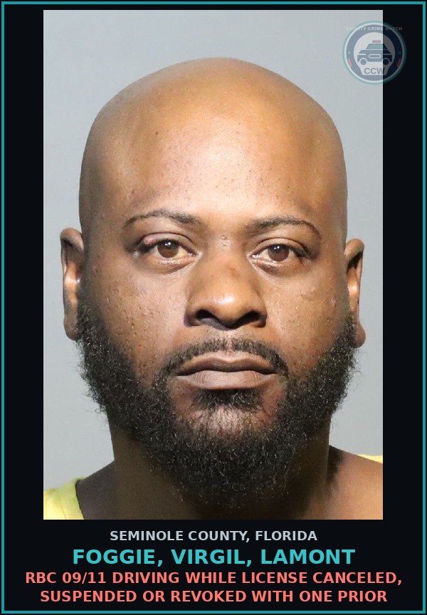 Booking mugshot of FOGGIE, VIRGIL, LAMONT in Seminole County
