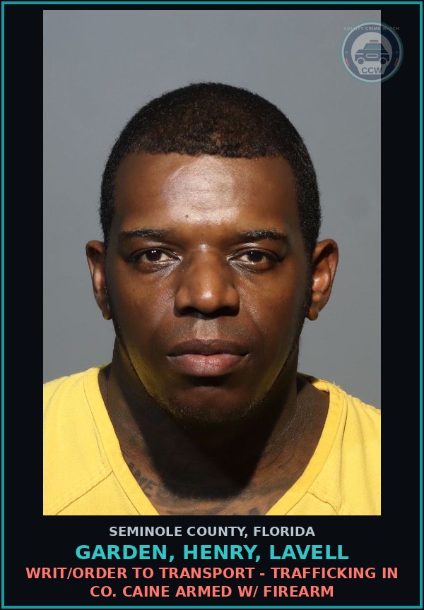 Booking mugshot of GARDEN, HENRY, LAVELL in Seminole County