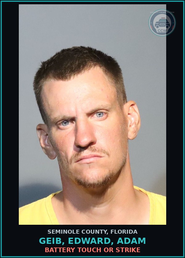 Booking mugshot of GEIB, EDWARD, ADAM in Seminole County