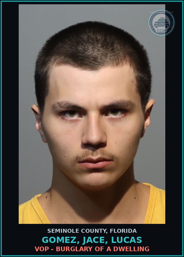 Booking mugshot of GOMEZ, JACE, LUCAS in Seminole County