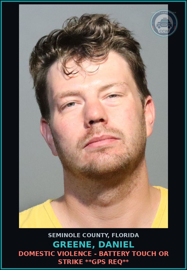 Booking mugshot of GREENE, DANIEL in Seminole County