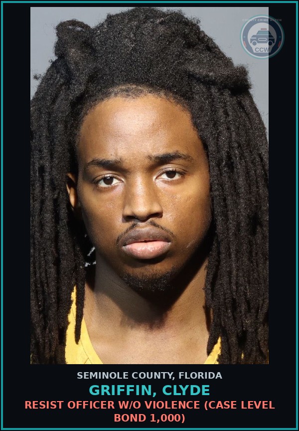 Booking mugshot of GRIFFIN, CLYDE in Seminole County