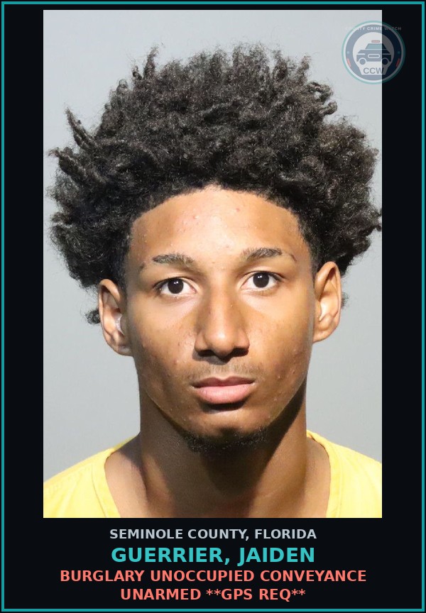 Booking mugshot of GUERRIER, JAIDEN in Seminole County