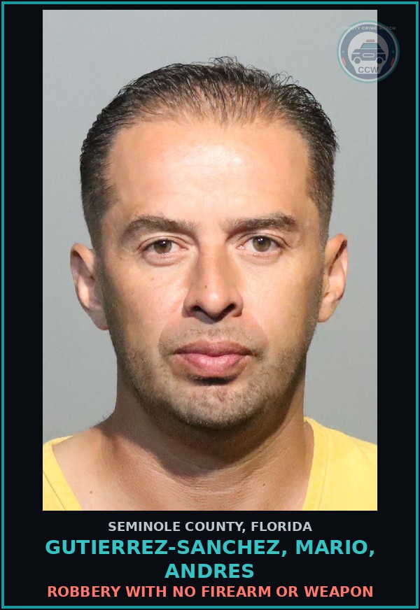 Booking mugshot of GUTIERREZ-SANCHEZ, MARIO, ANDRES in Seminole County