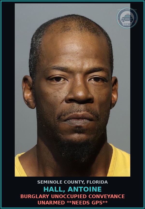 Booking mugshot of HALL, ANTOINE in Seminole County