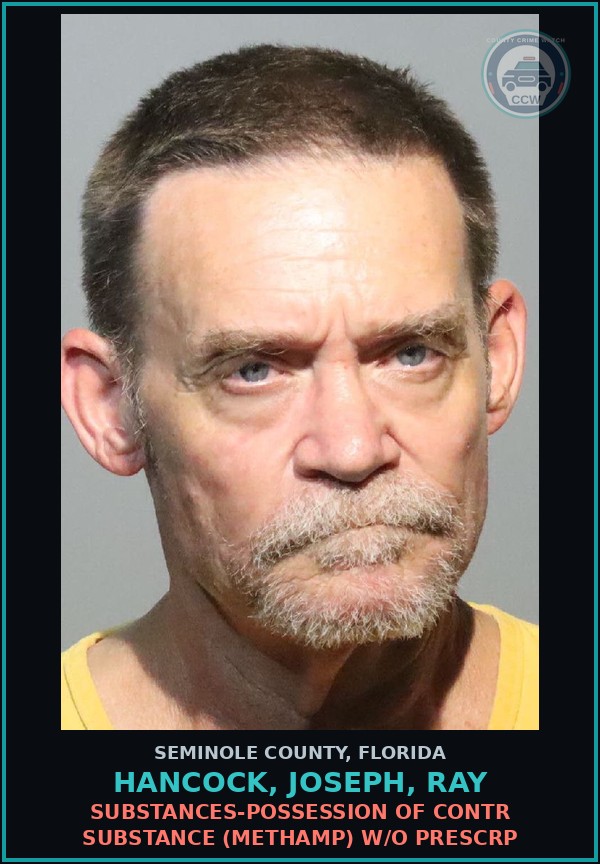Booking mugshot of HANCOCK, JOSEPH, RAY in Seminole County