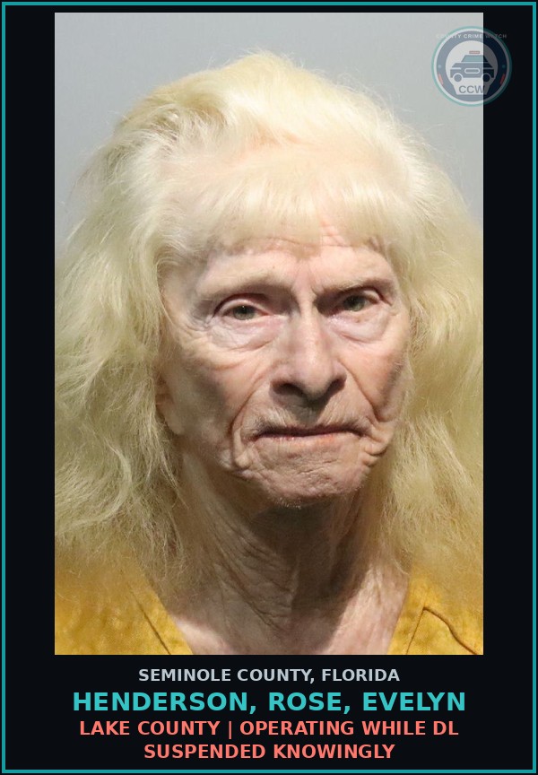 Booking mugshot of HENDERSON, ROSE, EVELYN in Seminole County