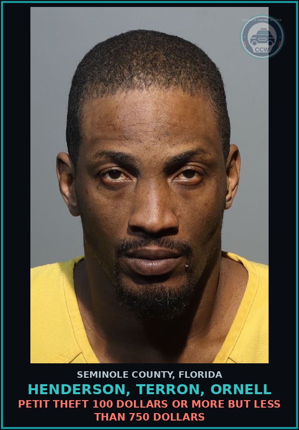 Booking mugshot of HENDERSON, TERRON, ORNELL in Seminole County