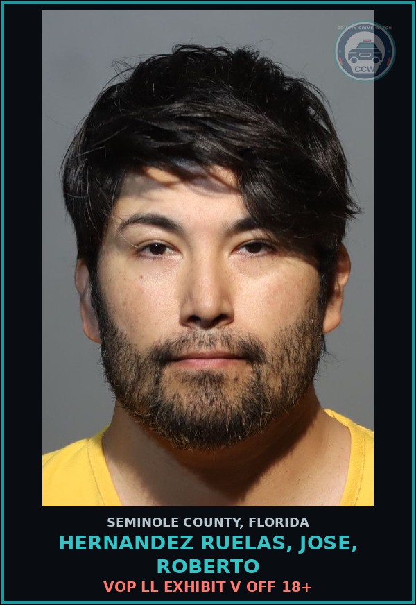 Booking mugshot of HERNANDEZ RUELAS, JOSE, ROBERTO in Seminole County