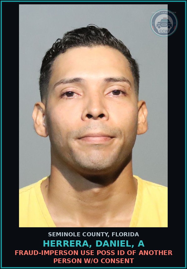 Booking mugshot of HERRERA, DANIEL, A in Seminole County