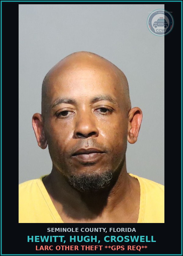 Booking mugshot of HEWITT, HUGH, CROSWELL in Seminole County