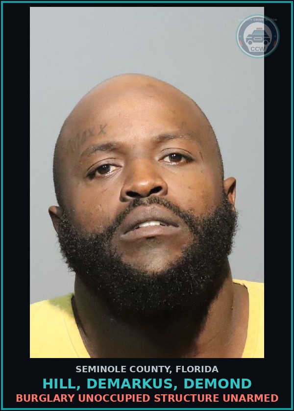 Booking mugshot of HILL, DEMARKUS, DEMOND in Seminole County