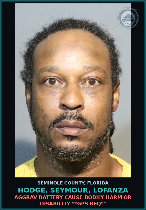 Booking mugshot of HODGE, SEYMOUR, LOFANZA in Seminole County