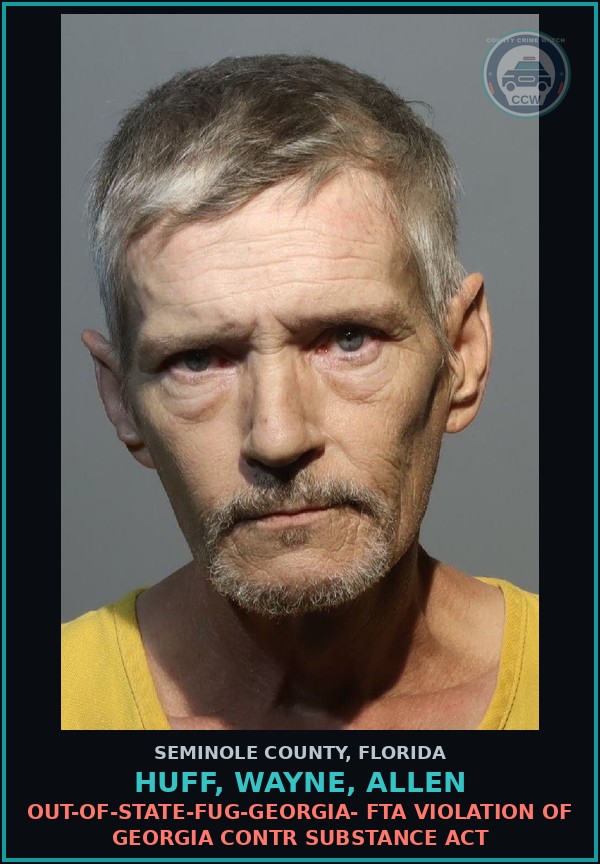 Booking mugshot of HUFF, WAYNE, ALLEN in Seminole County