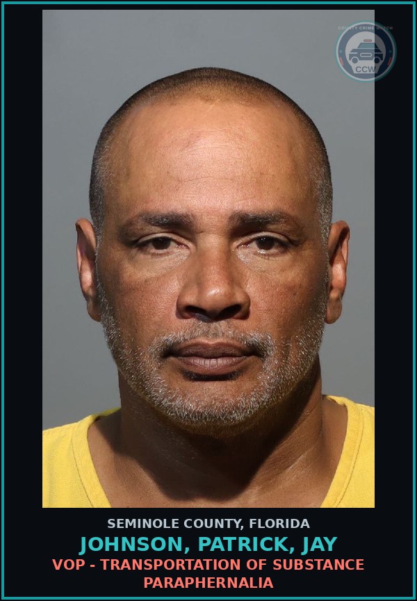 Booking mugshot of JOHNSON, PATRICK, JAY in Seminole County