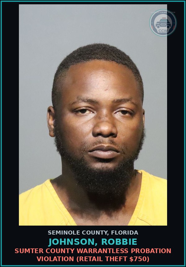 Booking mugshot of JOHNSON, ROBBIE in Seminole County