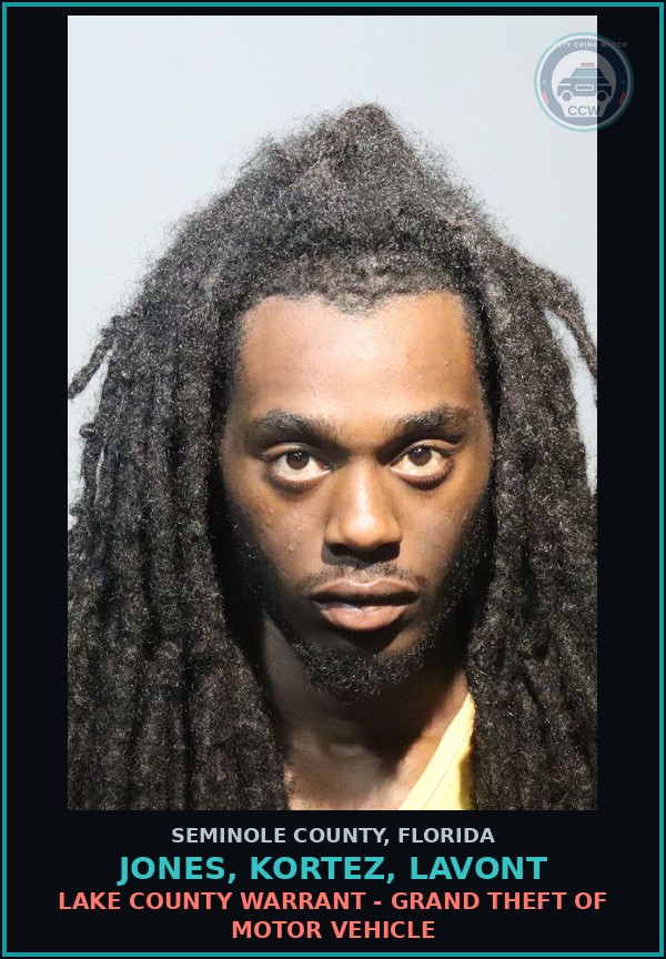 Booking mugshot of JONES, KORTEZ, LAVONT in Seminole County