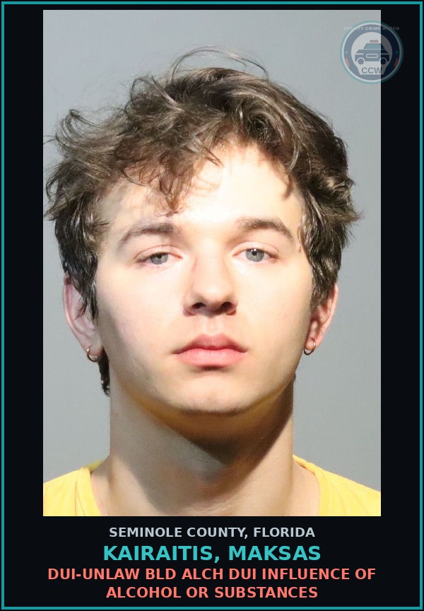 Booking mugshot of KAIRAITIS, MAKSAS in Seminole County